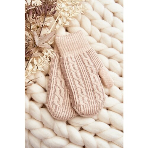 Kesi Warm women's one-finger gloves, beige Slike
