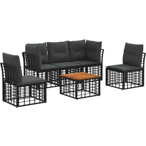  Set vanjskih sofa 6 pcs Crna i tamno siva Poliester - Crna sa stolom Cijene