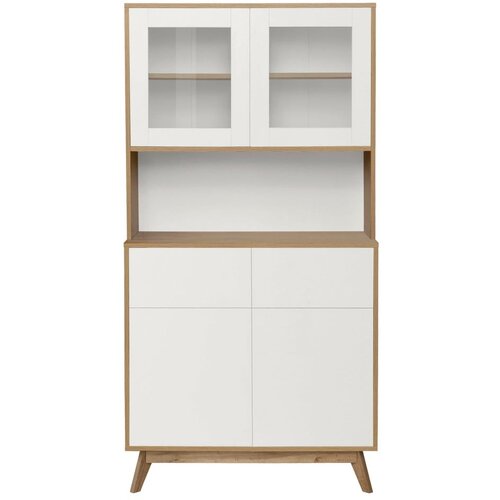 Støraa Bijela/u prirodnoj boji vitrina u dekoru hrasta 84x165 cm Skandi – Cijene