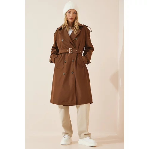 Happiness İstanbul Trench Coat - Brown - Double-breasted