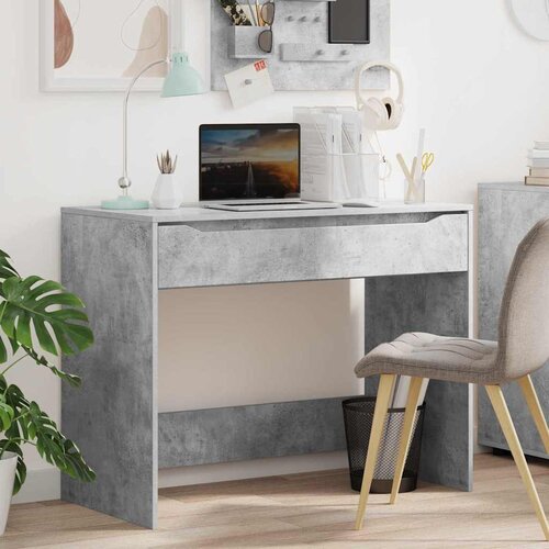 vidaXL Miza s predalom Betonsko siva 100 x 50 x 78 cm Konstruiran les Cene