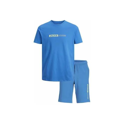 Jack & Jones Komplet majica in športne kratke hlače 12235345 Modra Regular Fit