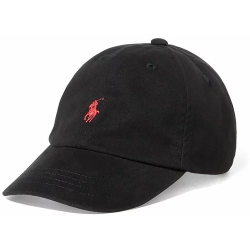 Polo Ralph Lauren Otroška bombažna bejzbolska kapa črna barva