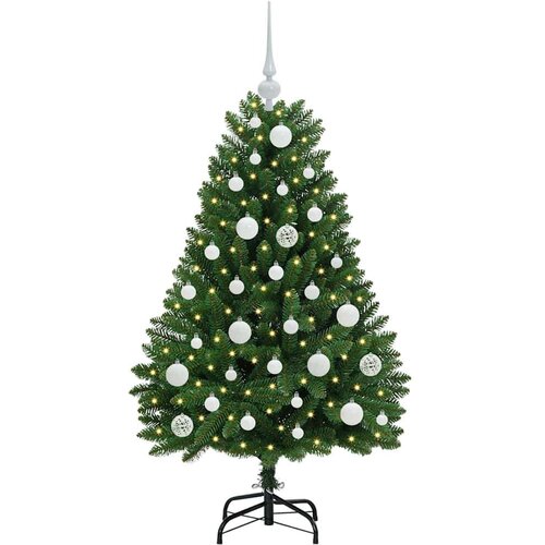 VidaXL Umjetno božićno drvce S LED lampica Zelena 120 cm PVC i metal Slike