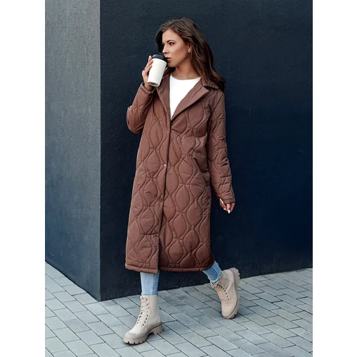 DStreet Women's quilted long coat TRENDIFY brown