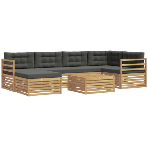 vidaXL Zunanja garnitura za sedenje z blazino 7 pcs Bela in antracit, (5000279668) Cene