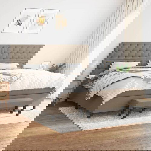 vidaXL Krevet s oprugama i madracem smeđesivi 200x200 cm od tkanine Cijene