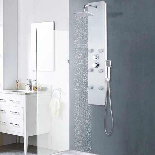 VidaXL Panelna enota za tu&amp;scaron; steklo 25x44,6x130 cm bela Slike