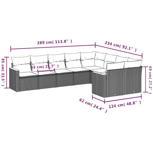  9-dijelni set vrtnih sofa s jastucima crni od poliratana Crna 62 x 62 x 69 cm Slike