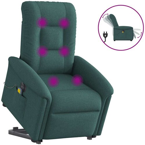 vidaXL Električni masažni naslonjač na podizanje tkanina tamnozeleni Cijene