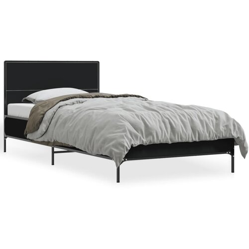 Okvir kreveta crni 90 x 200 cm konstruirano drvo i metal Slike