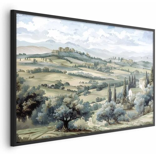  Plakat - Landscape with Sunny Green Fields 90x60 Crni okvir Cijene