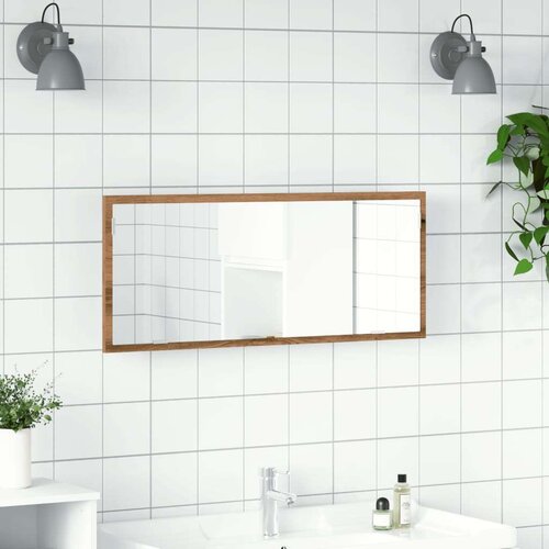 VidaXL LED kupaonsko ogledalo Artisan hrast 100x8,5x37 cm Slike