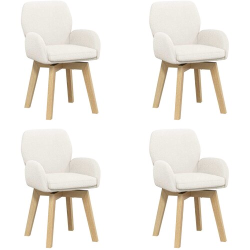 vidaXL Vrtilne jedilne stole 4 pcs Bouclé Krem 54 x 58 x 87 cm, (5000296784) Cene