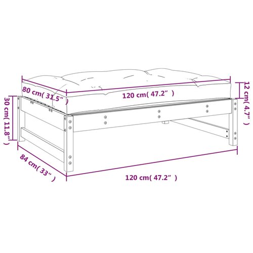 Vrtni tabure 120 x 80 cm od masivne borovine Slike