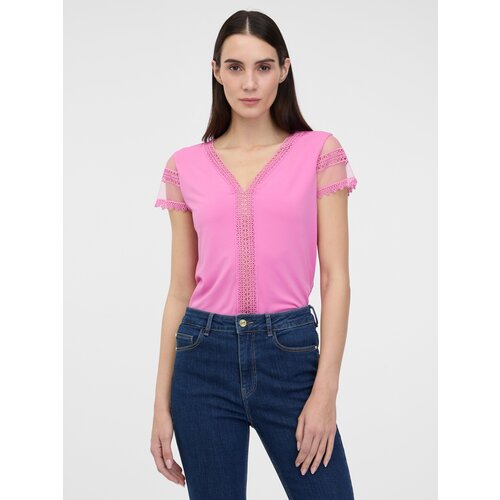 Orsay Women&amp;#039;s Pink T-Shirt with Short Sleeves - Women Slike