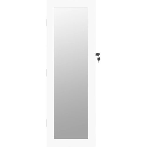  Zidni ormarić za nakit s ogledalom bijeli 30 x 8,5 x 90 cm Slike