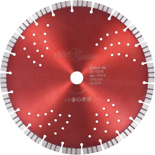  Dijamantni disk za rezanje s turbo segmentima i rupama 300 mm