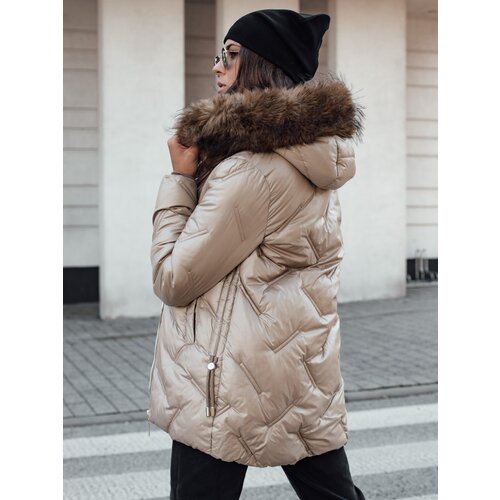 DStreet Kurtka damska CLASSIQ zimowa pikowana z kapturem kamelowa Cene