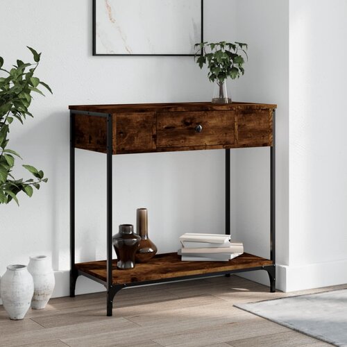  The Living Store Konzolna mizica dimljen hrast 75x34,5x75 cm inženirski les - Konzolna Mizica, (21445046) Slike