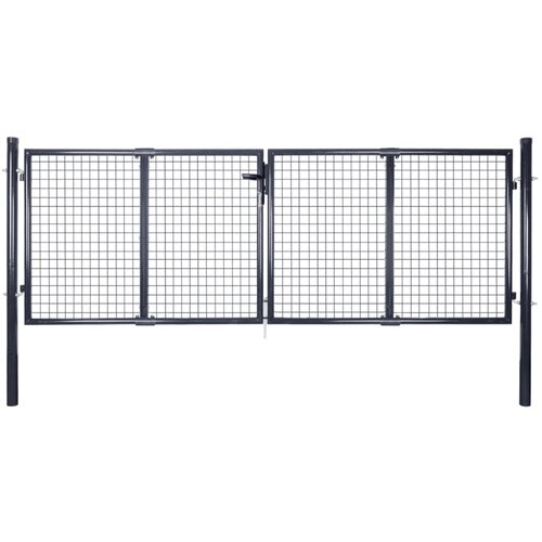 vidaXL mrežasta vrtna vrata pocinkano jeklo 289x100 cm siva Cene