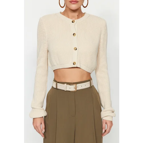 Trendyol Beige Crop Sweater Cardigan