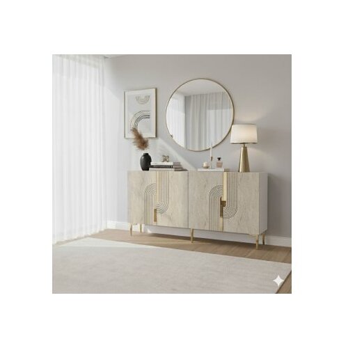 Hanah home konzola meyra 150 white travertine gold Cene
