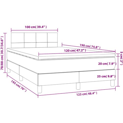  box spring s madracem tamnosmeđi 120 x 190 cm od tkanine Slike
