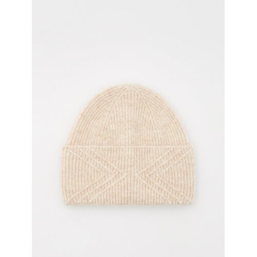 Reserved kapa beanie z okrasnimi kamni - bež Cene