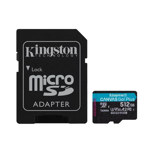 Kingston 512GB microsdxc canvas go plus 170R A2 U3 V30 card + adp, up to 170MB/s read, 90MB/s write SDCG3/512GB memorijska kartica