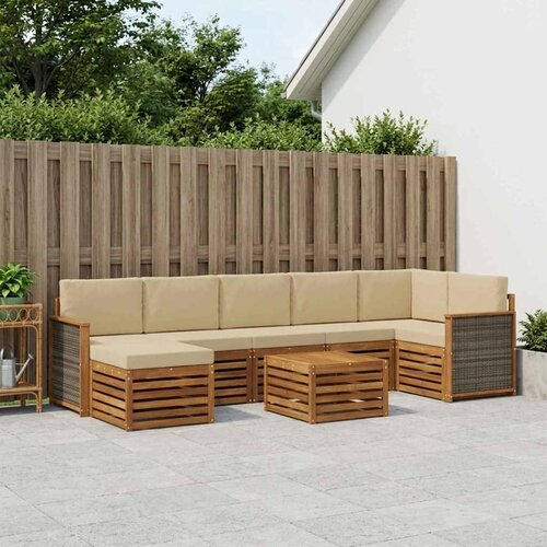  Set vanjskih sofa s jastukom 7 pcs Prirodna Cene