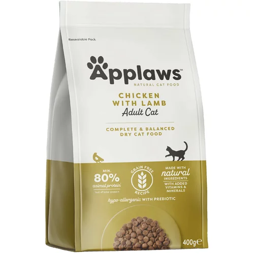 Applaws 300 + 100 g gratis! suha mačja hrana 400 g - Adult piščanec z jagnjetino