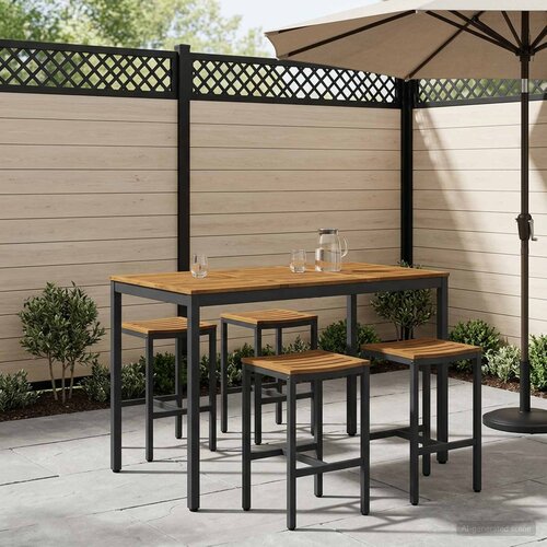 Stol za bar u vrtu Prirodna i crna 141 x 80,5 x 105 cm Slike