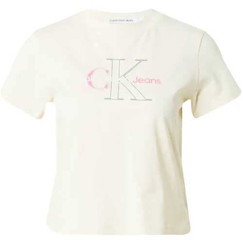 Calvin Klein Jeans Majica kremna / cijansko modra / svetlo roza / bela