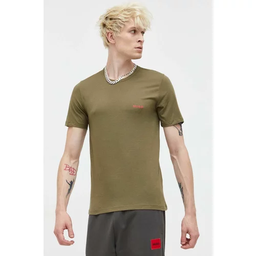 Hugo Bombažna kratka majica 3-pack zelena barva