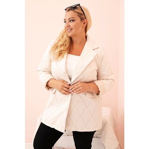 Kesi Włoski Plus Size women's quilted jacket with collar and button light beige Cijene