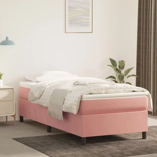 vidaXL Okvir za krevet s oprugama ružičasti 90x190 cm baršunasti