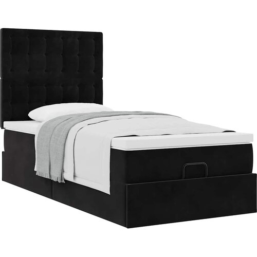vidaXL Otomanski okvir kreveta s madracima crni 90x190cm bar&scaron;unasti Cijene