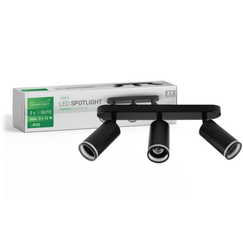 Greentech SPOT LAMPA 3XGU10 CRNA Slike