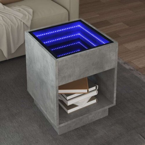  Stolić s beskonačnim LED siva boja betona 40x40x50 cm Cijene