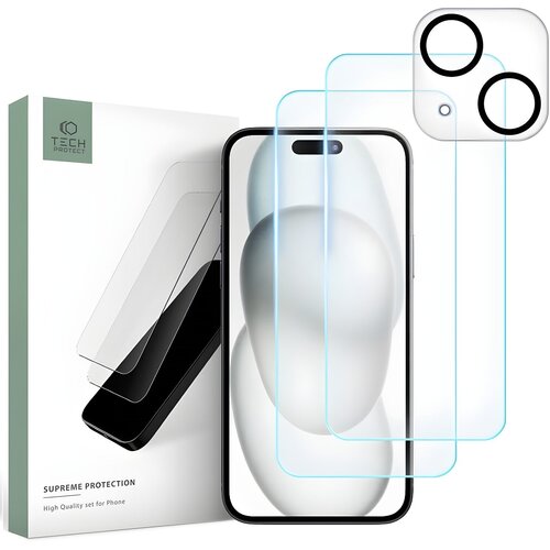  Za&scaron;čitno steklo TECH - PROTECT Supreme set Apple iPhone 15 - Transparentno KP28778 Cene