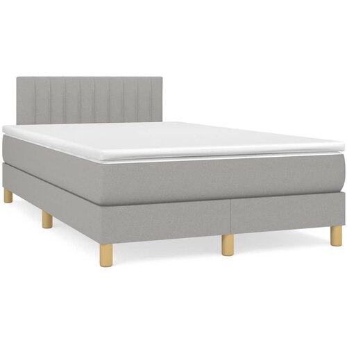 VidaXL Boxspring postelja z vzmetnico svetlo siva 120x190 cm blago Slike