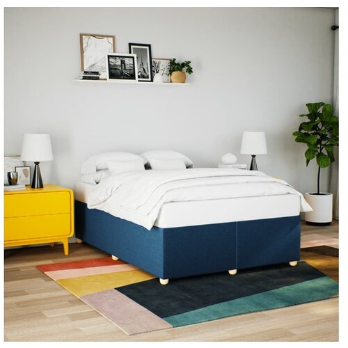 VidaXL Posteljni okvir brez vzmetnice moder 140x190 cm blago Slike