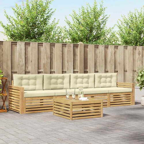  Set vanjskih sofa 5 kom. Bijela i krem Čvrsto drvo akacije Cijene