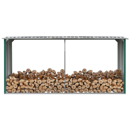 VidaXL Vrtna ostava za drva od pocinčanog čelika 330x92x153 cm zelena Slike