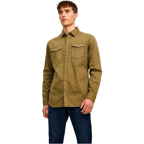 Jack &amp;amp; Jones Srajce z dolgimi rokavi CAMISA VAQUERA HOMBRE JACK JONES 12138115 Zelena Slike