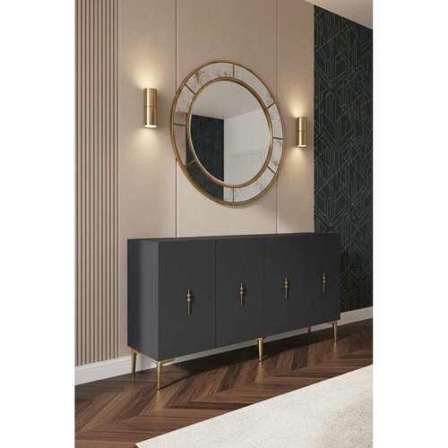 Hanah home komoda Ayshe 150, 150 cm, antracit / zlatna Cene
