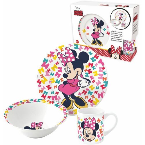 Disney Dečiji set za užinu Minnie, 3 dela, Roze-beli Slike