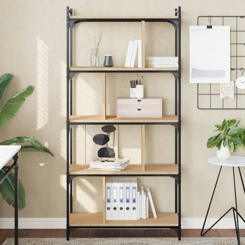 VidaXL Knjižna omara 5-nadstropna sonoma hrast 76x32x158 cm inž. les Slike