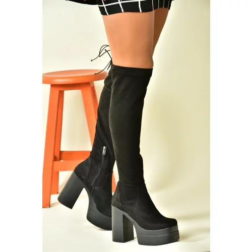 Fox Shoes Black Suede Stretch Notebook Women's Boots